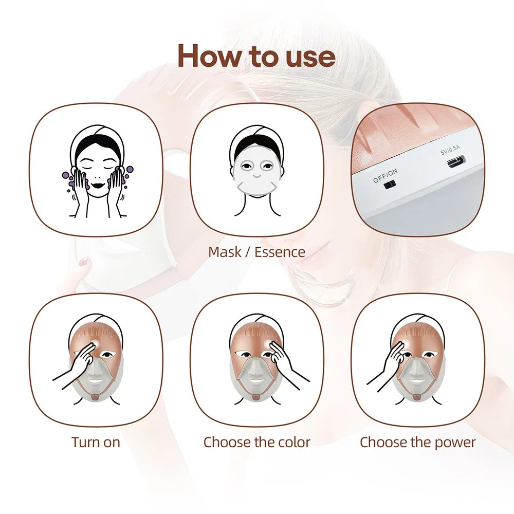 LED Face Mask Facial Skin Rejuvenation Repair Anti-Aging Anti-Wrinkle