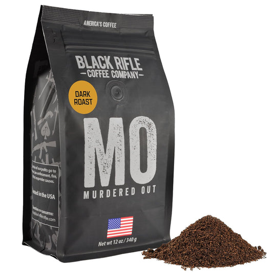 Ground Coffee Dark Roast - Roasted Blend Made from Pure Arabica Beans - Colombian & Brazilian Beans - Veteran Founded & American Made (Murdered Out, 12Oz Bag)