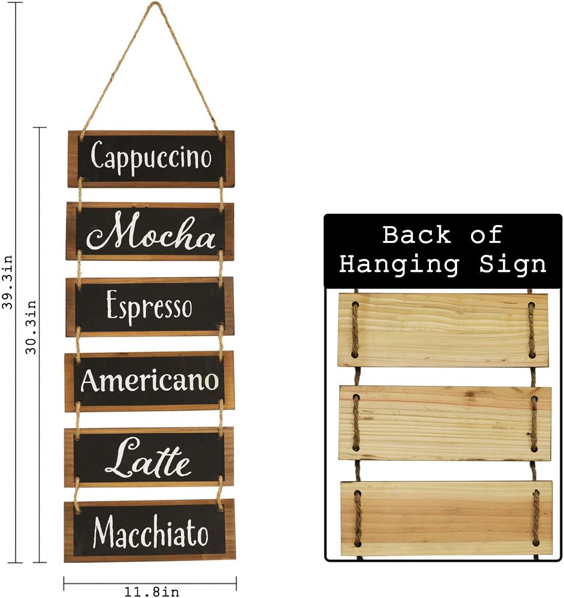 Coffee Bar Decor Coffee Signs for Coffee Bar Coffee Wall Decor, Coffee Decorations for Kitchen, Farmhouse Rustic Kitchen Home Decor, Wooden Hanging Wall Sign(Black)