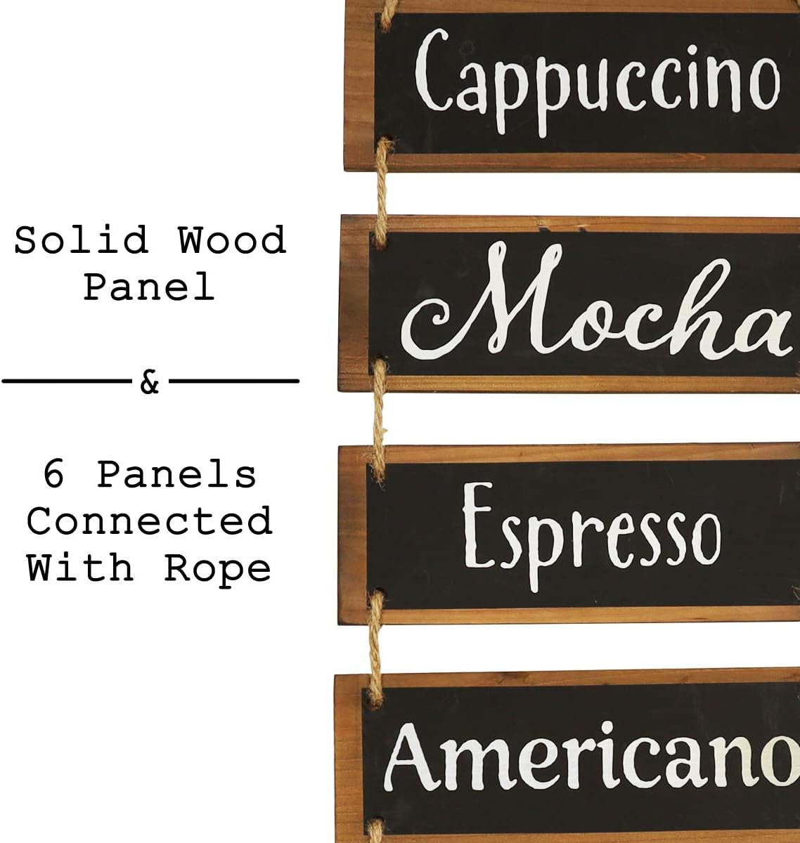 Coffee Bar Decor Coffee Signs for Coffee Bar Coffee Wall Decor, Coffee Decorations for Kitchen, Farmhouse Rustic Kitchen Home Decor, Wooden Hanging Wall Sign(Black)