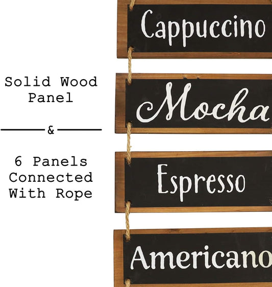 Coffee Bar Decor Coffee Signs for Coffee Bar Coffee Wall Decor, Coffee Decorations for Kitchen, Farmhouse Rustic Kitchen Home Decor, Wooden Hanging Wall Sign(Black)