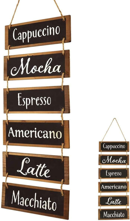 Coffee Bar Decor Coffee Signs for Coffee Bar Coffee Wall Decor, Coffee Decorations for Kitchen, Farmhouse Rustic Kitchen Home Decor, Wooden Hanging Wall Sign(Black)